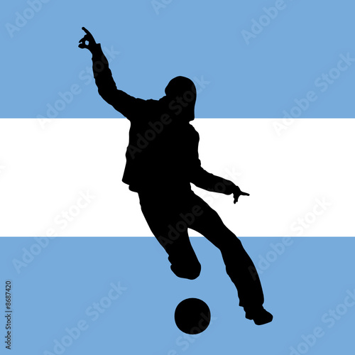 football player with argentinian flag in background