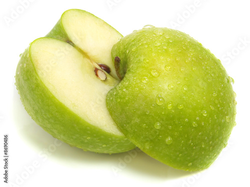 Cut apart fresh green apple