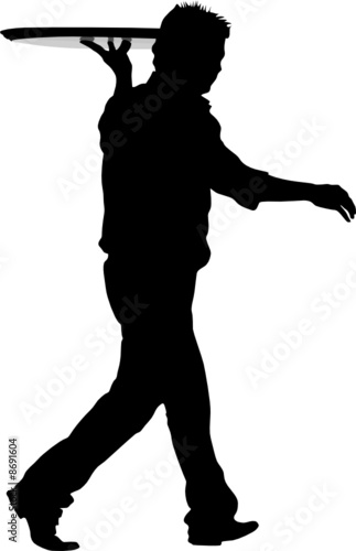 waiter  carrying platter ,vector illustration