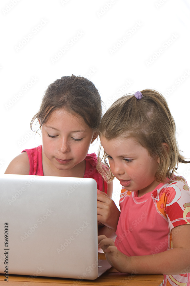 Sisters Playing on Laptop Sisters Playing on Laptop