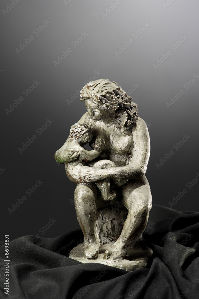 mother and son Clay sculpture