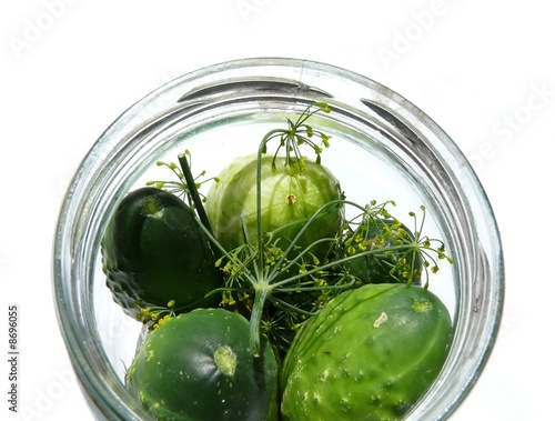 Cucumbers in glass jar