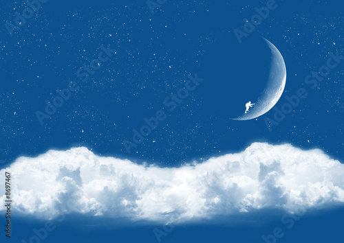 Cuadro en lienzo Sueño con escalar la luna