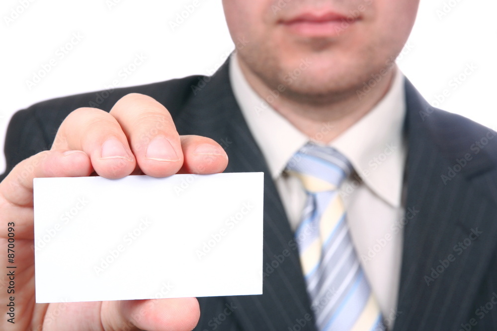 man is holding a business card man is holding a business card