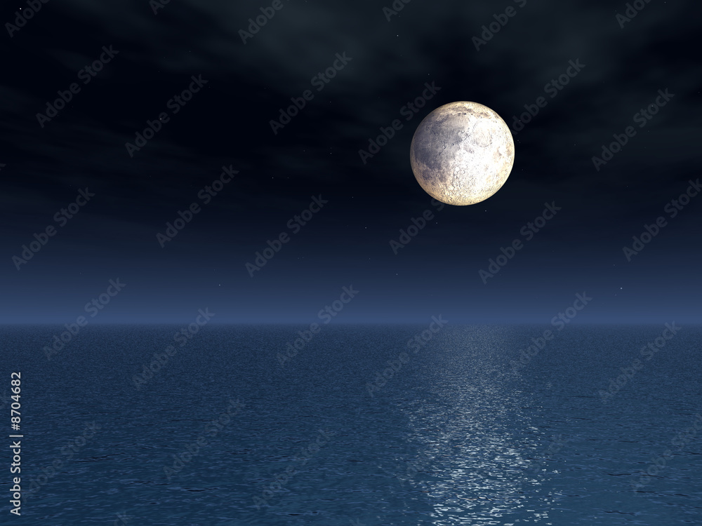 Obraz premium Full Moon Over Sea
