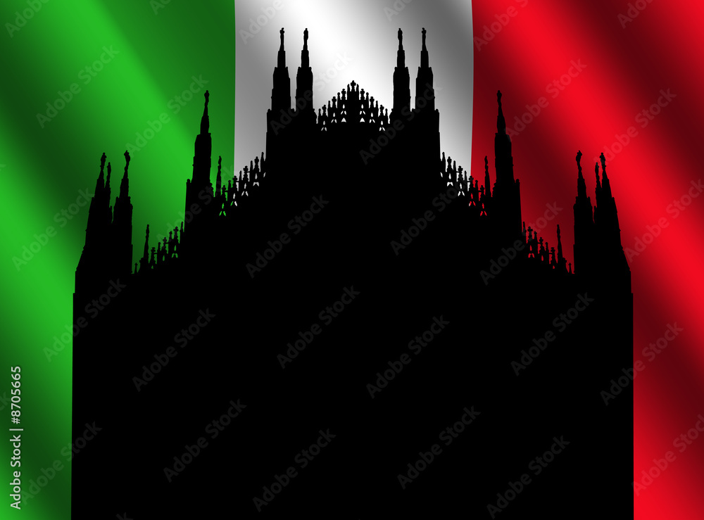 Duomo Milan and Italian flag