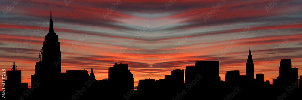 Manhattan skyline at sunset illustration