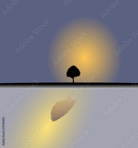 Vect or Grafic Tree at a Lake