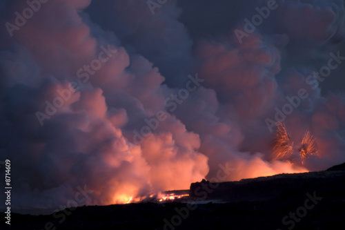 Kilauea Volcano lava flow enters ocean, Kalapana, Hawaii