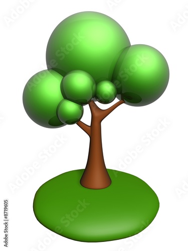 green toon tree on island isolated on white background photo