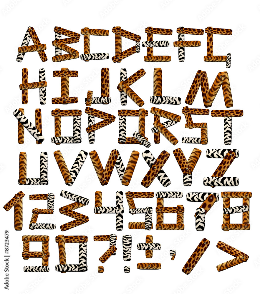 Naklejka premium 3d alphabet in style of a safari