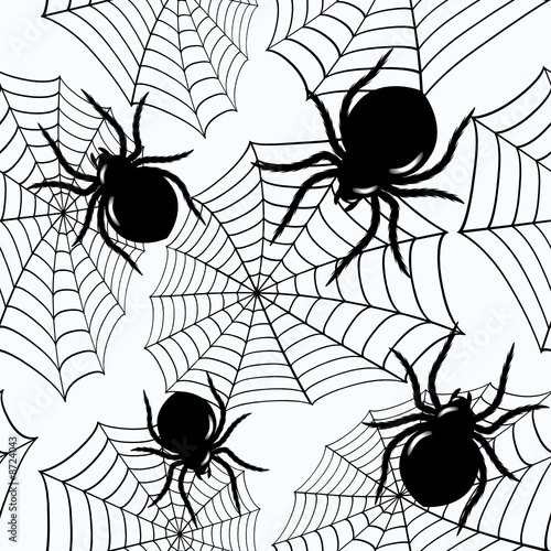 Halloween seamless  with  spiders and a web