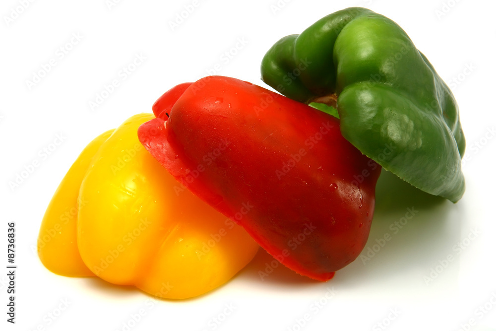 half of sweet pepper over white