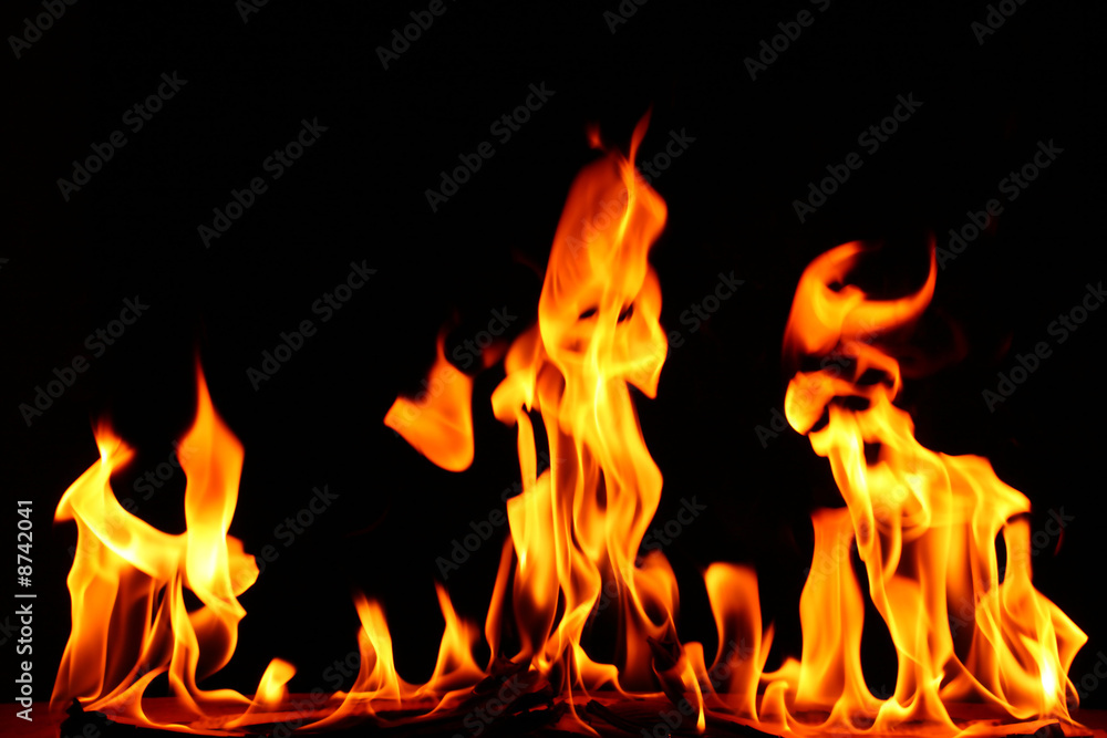 fire flame on black background