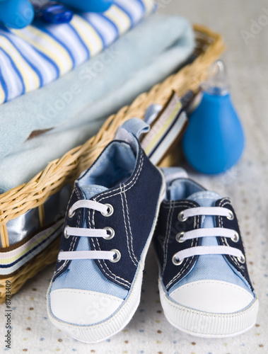 Baby shoes and towels