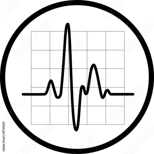 Vector cardiogram icon. Black and white. Simply change.