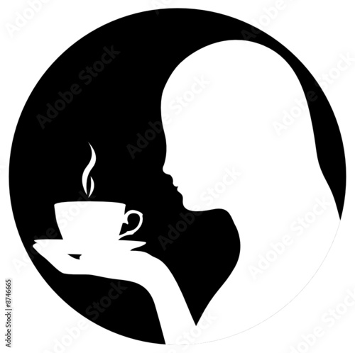 Silhouette of woman drinking coffee