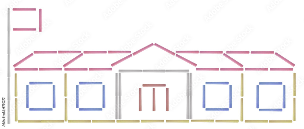 Ordered chalk sticks shaped like a school building Ordered chalk sticks shaped like a school building