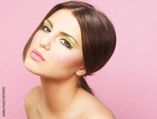 Young Woman On Pink Background