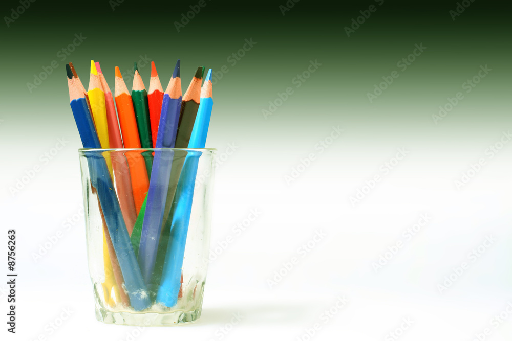 color pencil in glass color pencil in glass