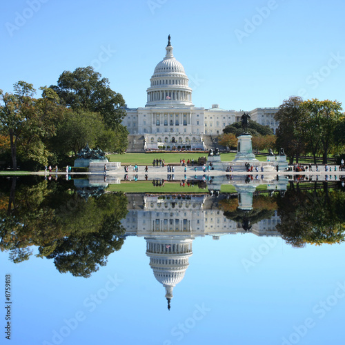 US Capitol building Washington DC reflected