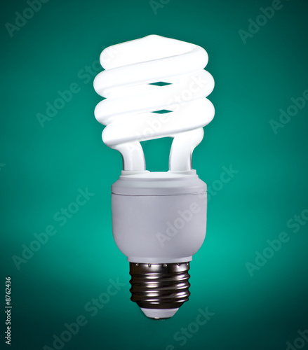Compact Fluorescent Light Bulb Green Background