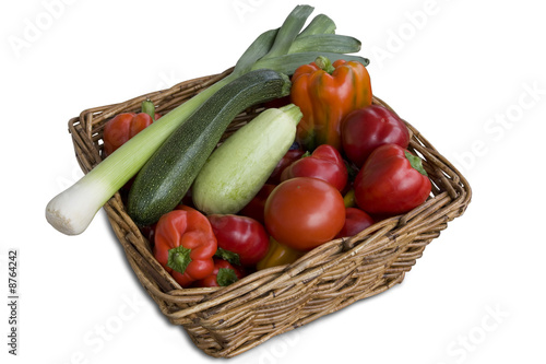Wicker basket full of vegetables