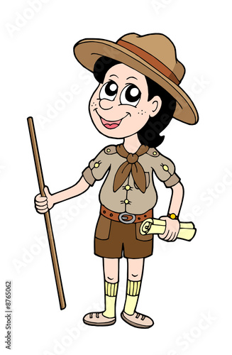 Boy scout with walking stick