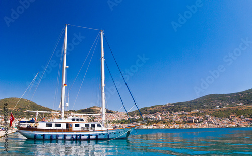 Yacht by Mediterranean beach