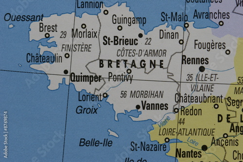 map of brittany , in france