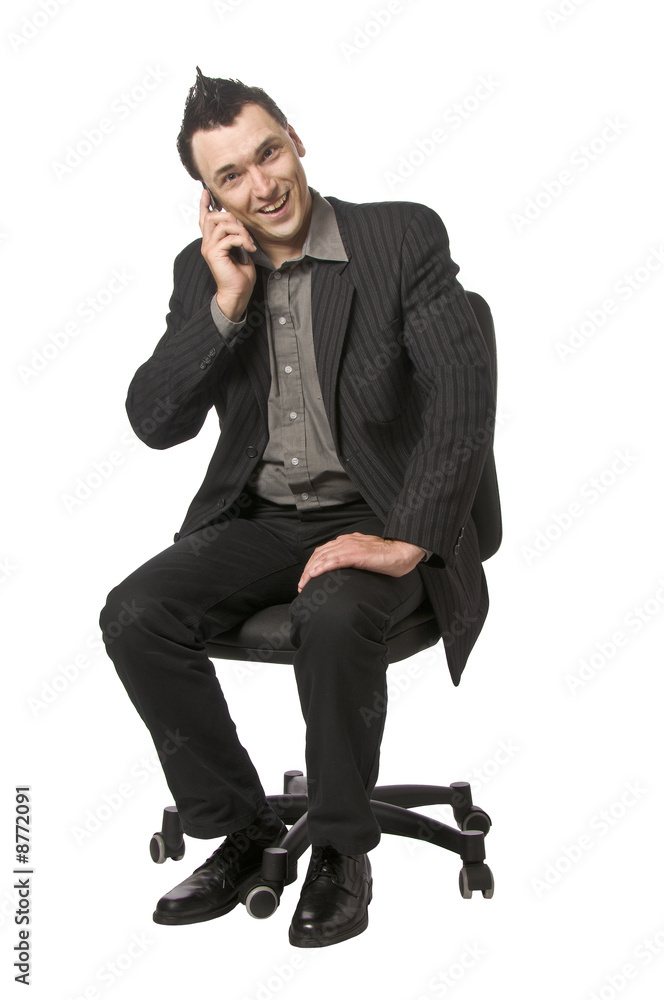 Business-Punk, Manager telefoniert am Handy Business-Punk, Manager telefoniert am Handy