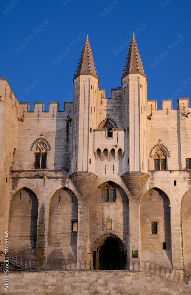 Pope's palace in Avignon at night, France