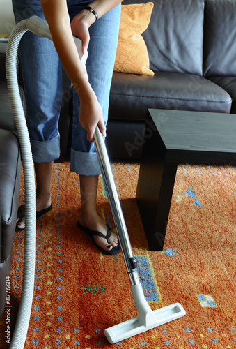 Vacuuming a carpet