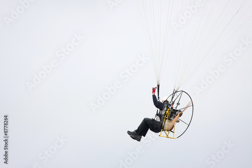 Motor powered paraglider closeup