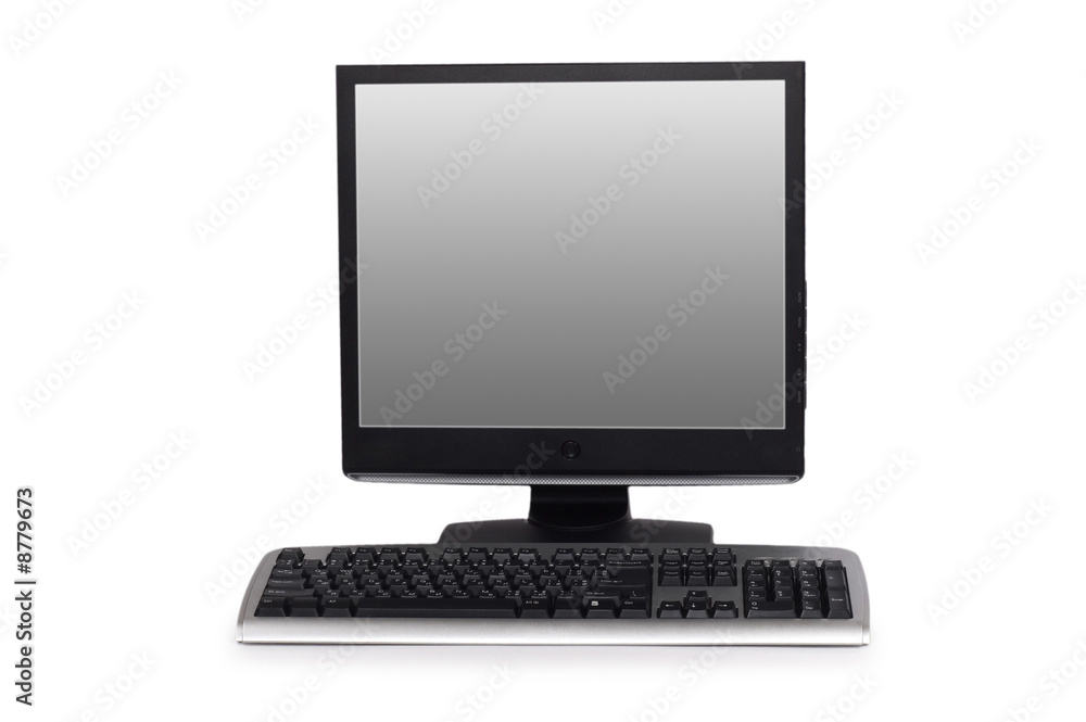 Computer with flat screen isolated on white Computer with flat screen isolated on white