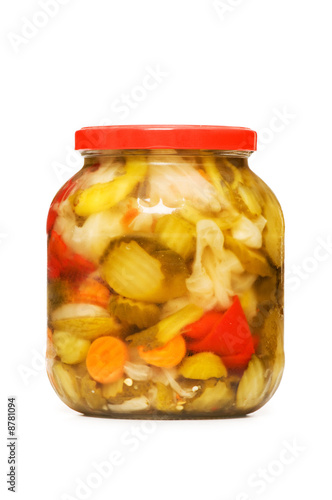 Pickles jar isolated on the white background