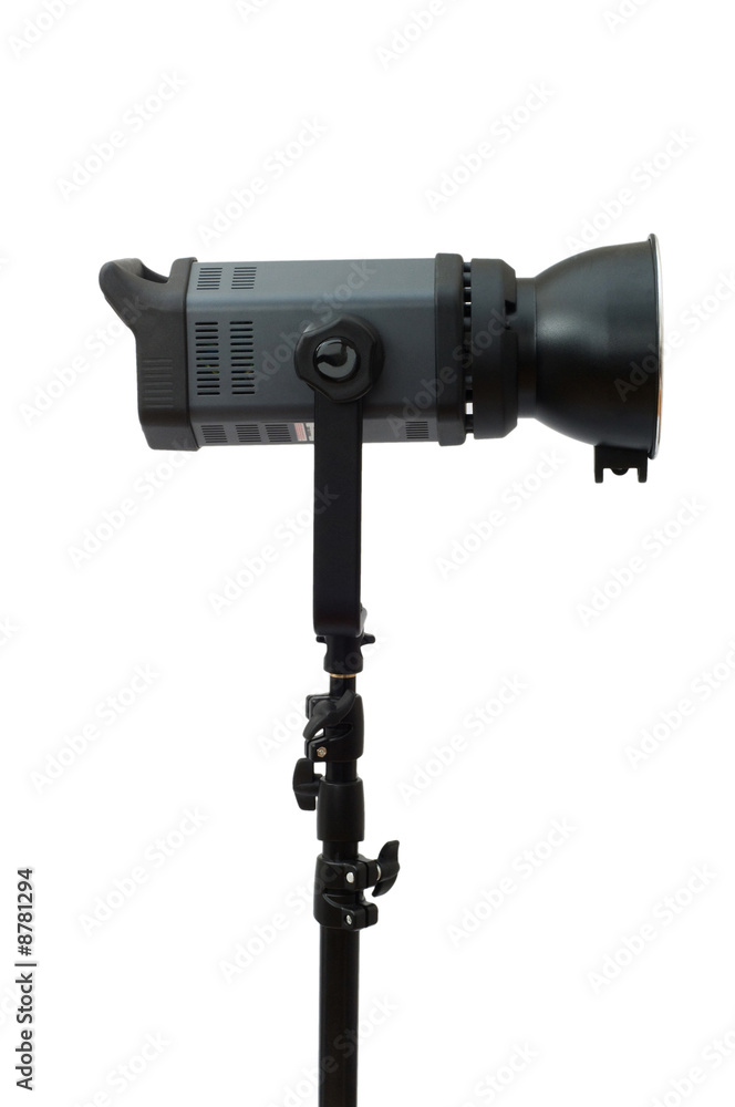 Studio stobe with reflector isolated on white Studio stobe with reflector isolated on white
