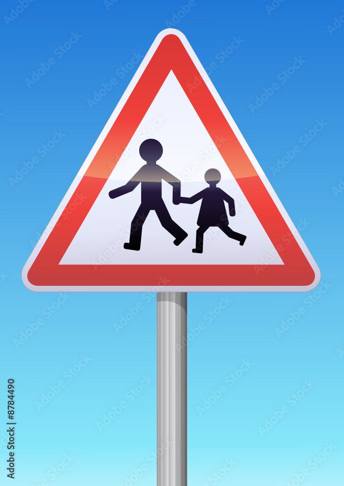 Panneau de danger endroit fréquenté par les enfants Panneau de danger endroit fréquenté par les enfants