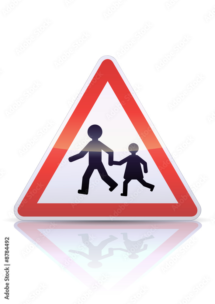 Panneau de danger fréquentation par les enfants (reflet métal) Panneau de danger fréquentation par les enfants (reflet métal)