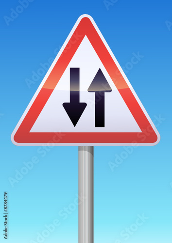 Panneau de danger circulation dans les deux sens