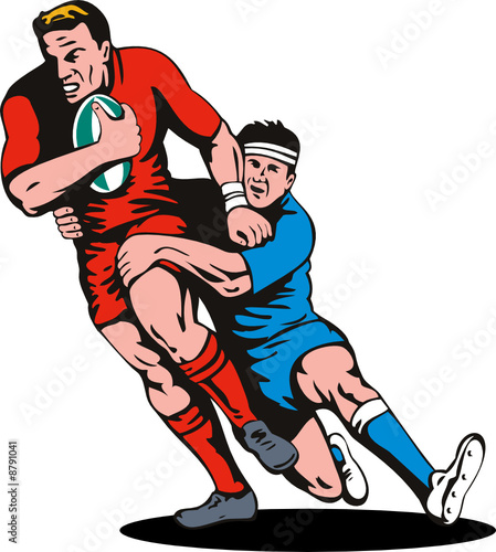 Rugby player tackled
