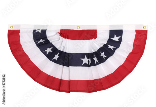 A US flag colored bunting decoration , isolated on white