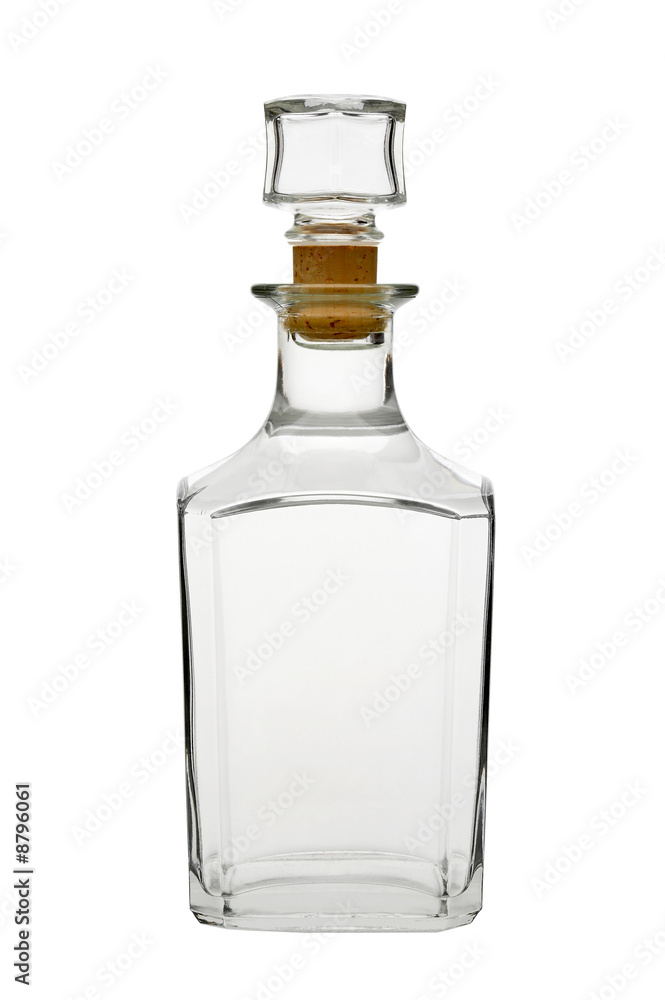 ancient transparent shtof isolated on white ancient transparent shtof isolated on white