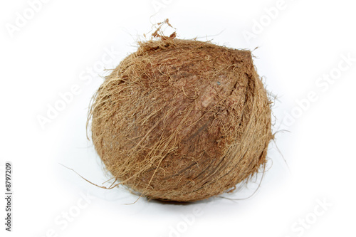 Raw coconut, isolated on white