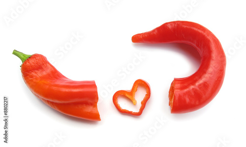 Paprika and heart Hot love