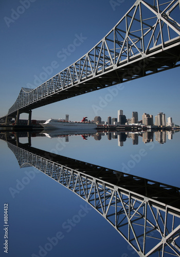 bridge with New Orleans skyline photo