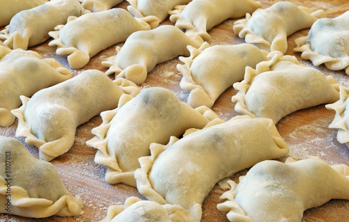 vareniks with cherry are Ukrainian foods  closeup.. photo