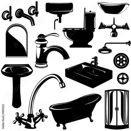 set of bathroom objects vector