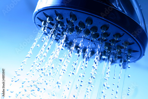 fresh shower clean blue water jet
