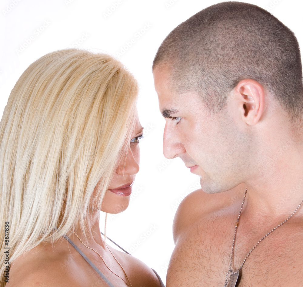 Passion look between a man and woman Passion look between a man and woman